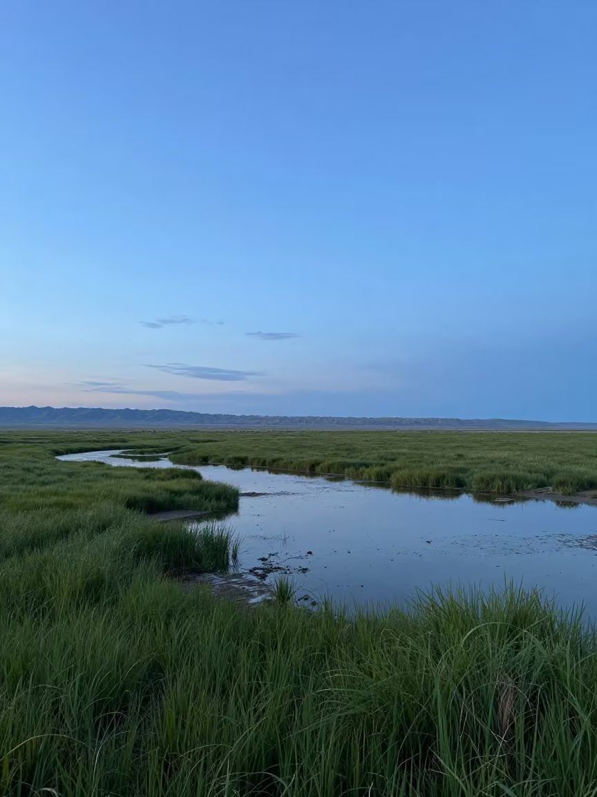 Nevada Floodplain Twilight Grass After Rain in across a floodplain after rain in Nevada
