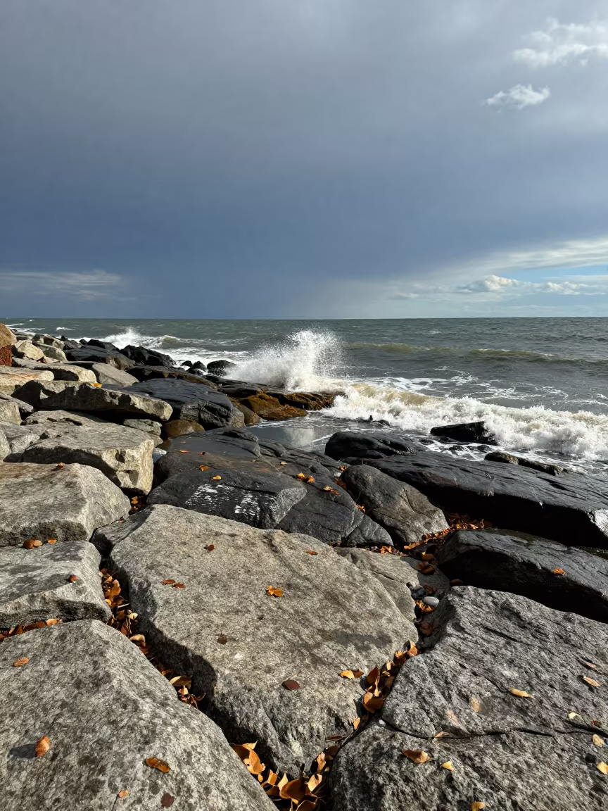 New Jersey Shoreline Noon Autumn Storm Aftermath in in New Jersey