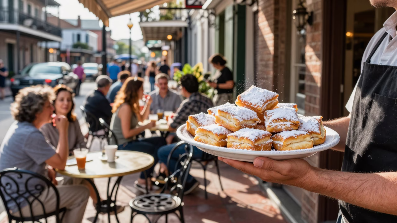 New Orleans Patio Dining at The Early Afternoon Light in in New Orleans, Louisiana, United States
