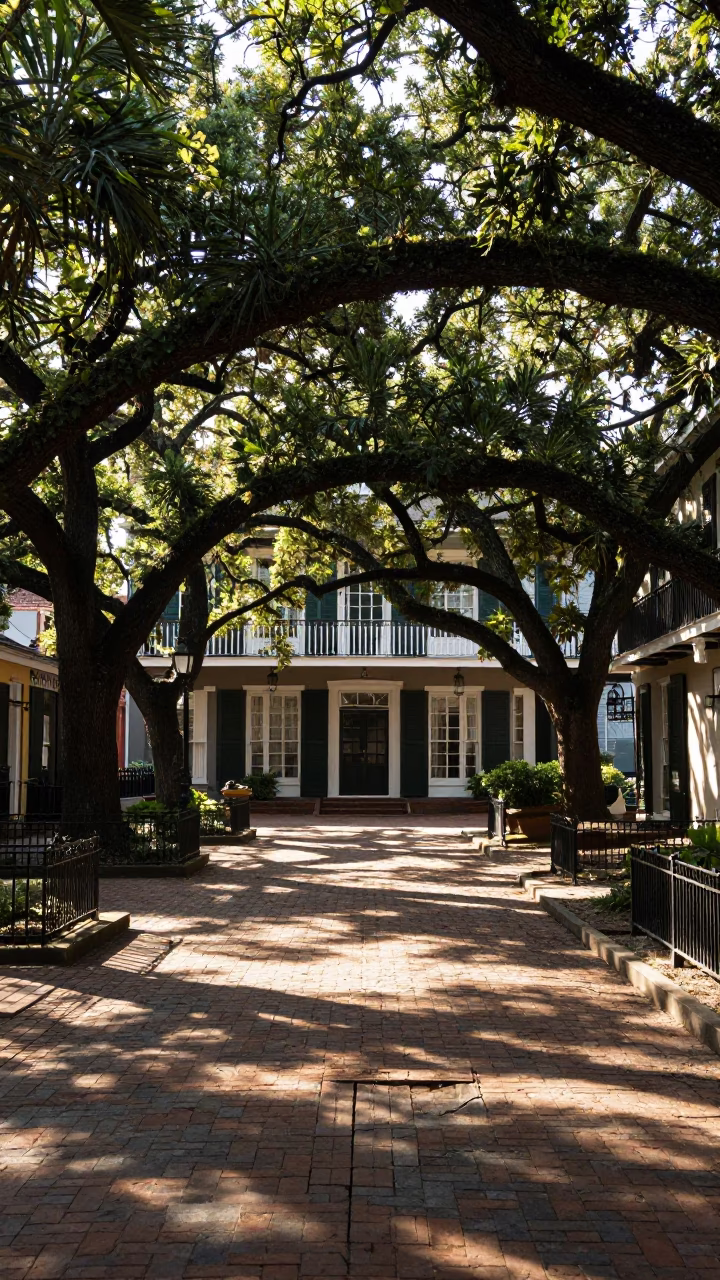 New Orleans Quarter Courtyard at The Early Afternoon Light in in New Orleans, Louisiana, United States