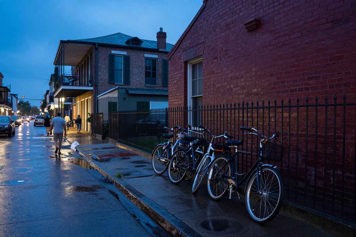 New Orleans Street Scene at Blue Hour in in New Orleans, Louisiana, United States
