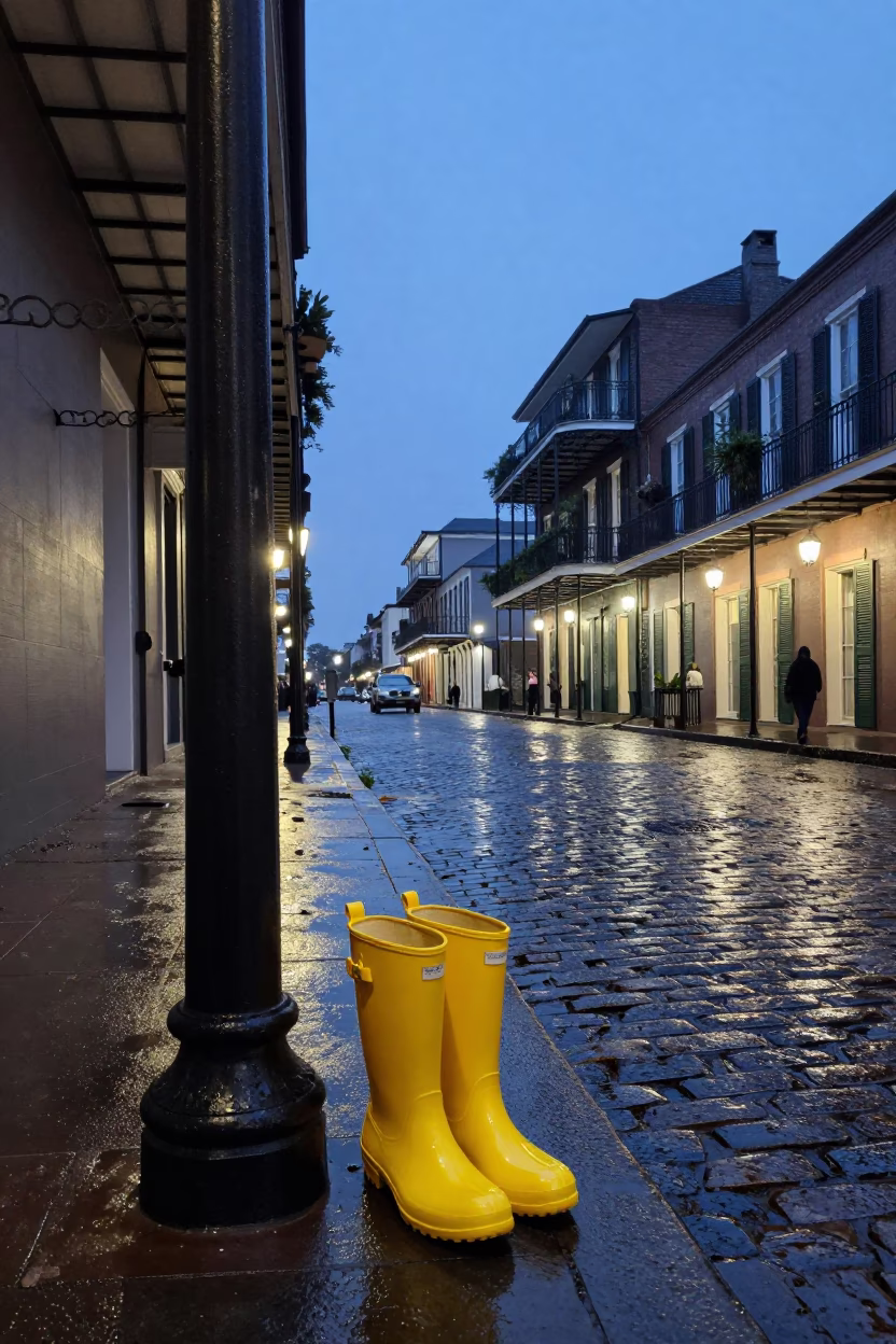 New Orleans Street Scene at Blue Hour in in New Orleans, Louisiana, United States