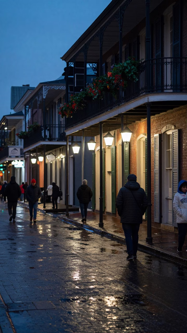 New Orleans Street Scene at Predawn with Paint Flecks and Amulet in in New Orleans, Louisiana, United States