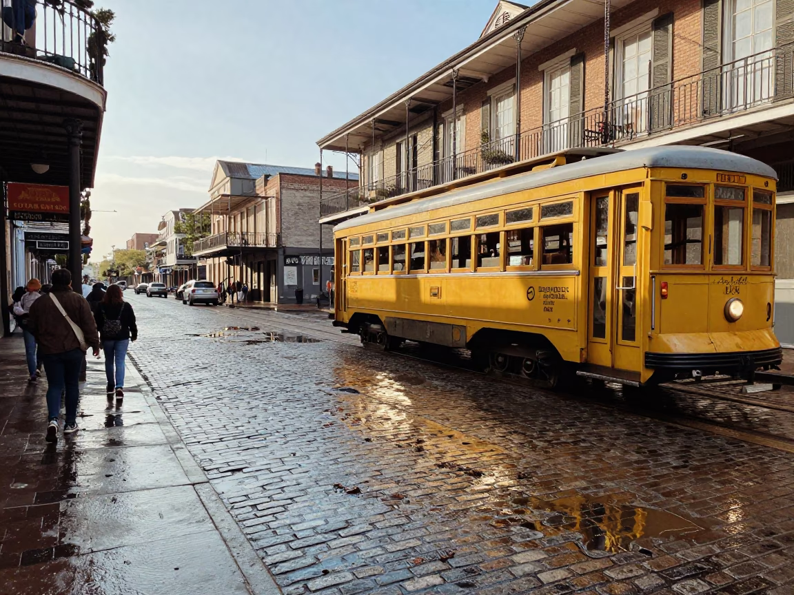New Orleans Street Scene at The Early Afternoon Light in in New Orleans, Louisiana, United States
