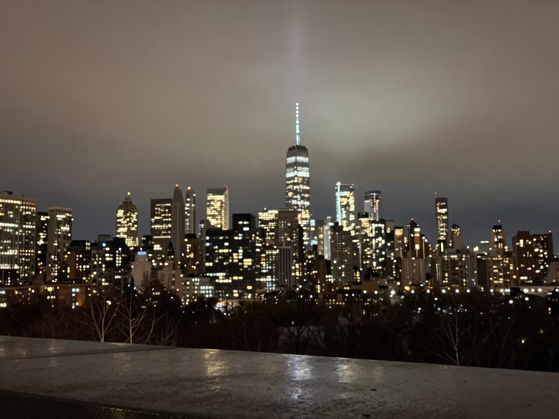 New York City Night Bokeh Under Celestial Glow in near New York