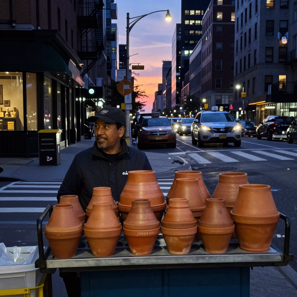 New York Clay Pots at Twilight in in New York, New York, United States