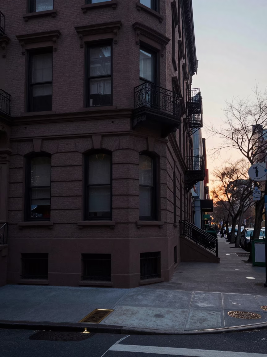 New York Corner City at Sunrise Light in in New York, New York, United States