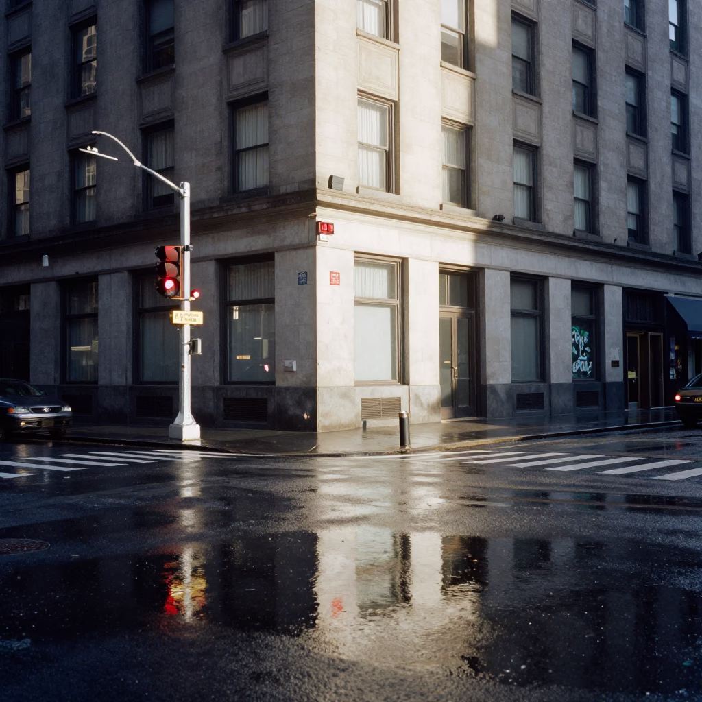 New York Hotel Windows And Tail Lights Early Afternoon at The Early Afternoon Light in in New York, New York, United States