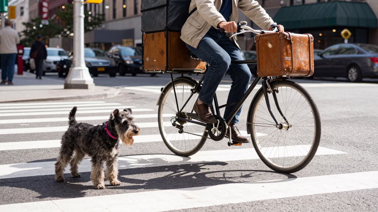 New York Navigating Crosswalk in in New York, New York, United States