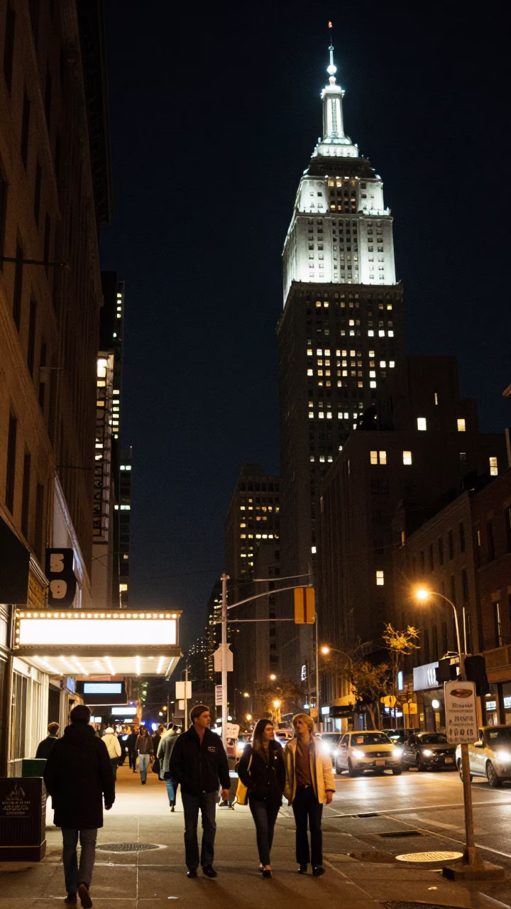 New York Night Scene at The Deepest Night Sky Light in in New York, New York, United States