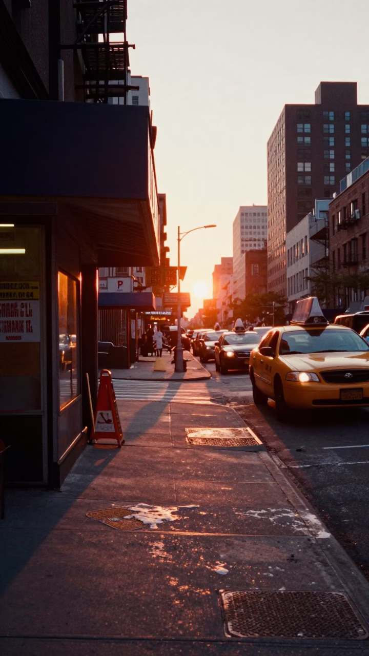 New York Soap Residue at As The Sun Drops Toward The Horizon in in New York, New York, United States