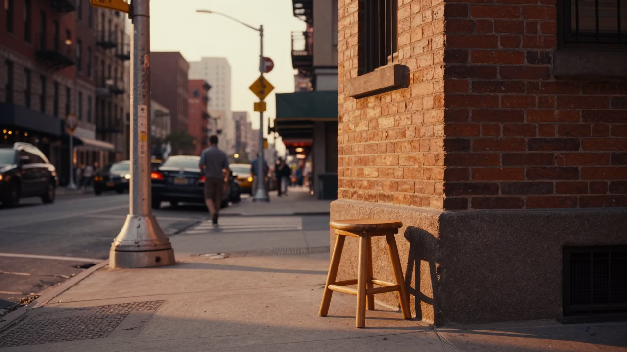 New York Street Scene at Honeyed Evening Light in in New York, New York, United States