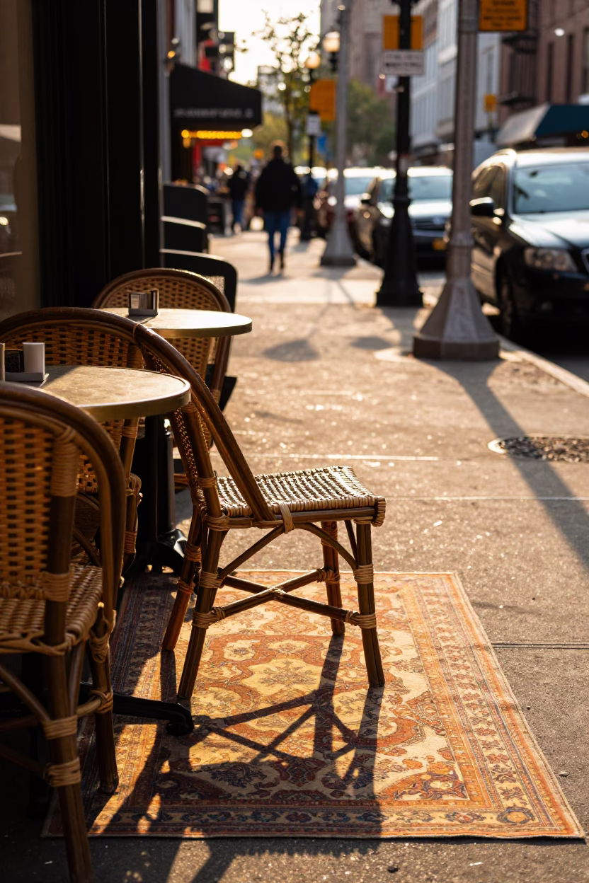 New York Street Scene at Honeyed Evening Light in in New York, New York, United States