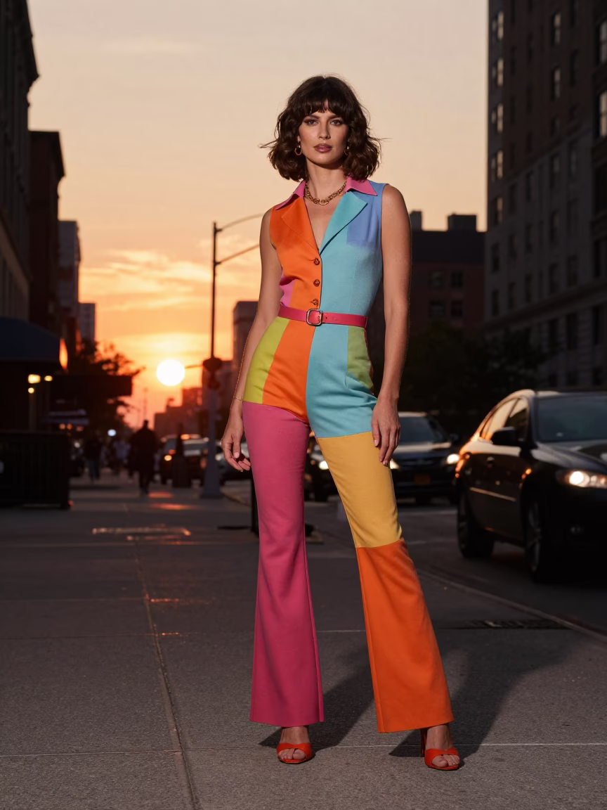 New York Sunset Portrait at As The Sun Drops Toward The Horizon in in New York, New York, United States