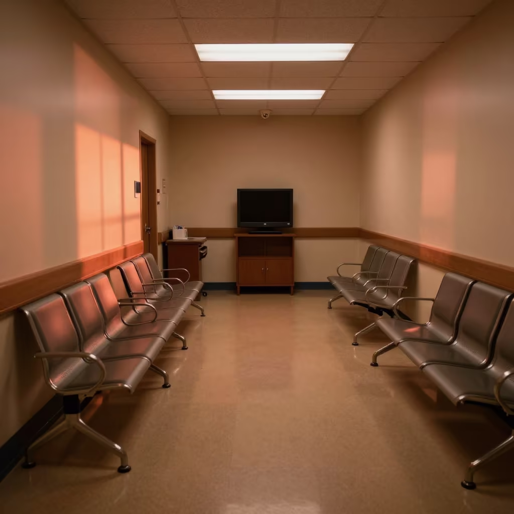 New York Surgical Prep Waiting Room at Dusk in in a surgical prep area in New York