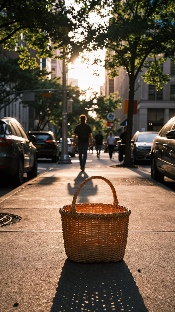 New York Woven Basket at The Late Afternoon Light in in New York, New York, United States