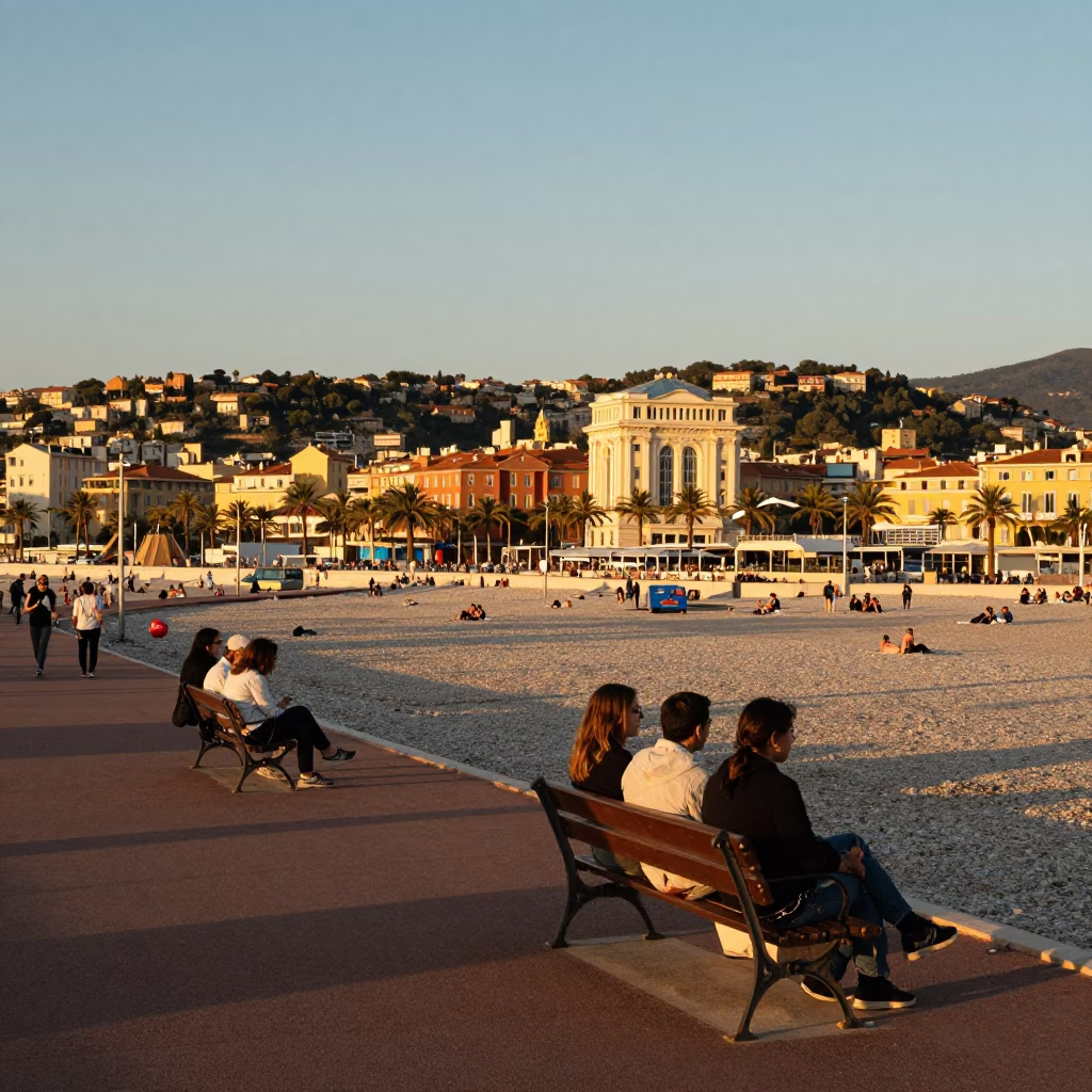 Nice Baie Des Anges And Promenade Des Anglais in in Nice, France