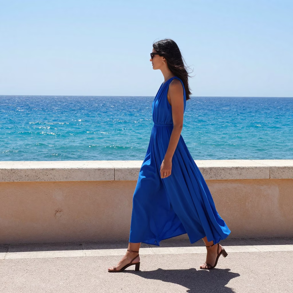 Nice Elegant Woman at The Flat Glare Of Noon Light in in Nice, France