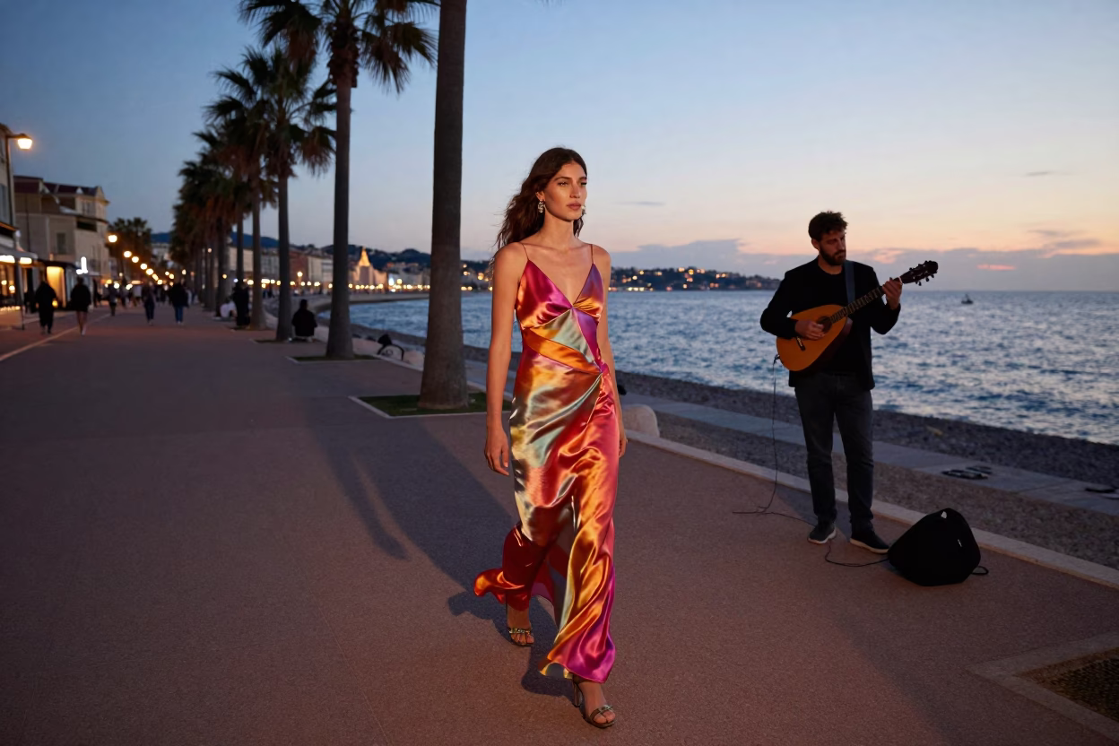 Nice Evening Stroll at The Early Evening Light in in Nice, France