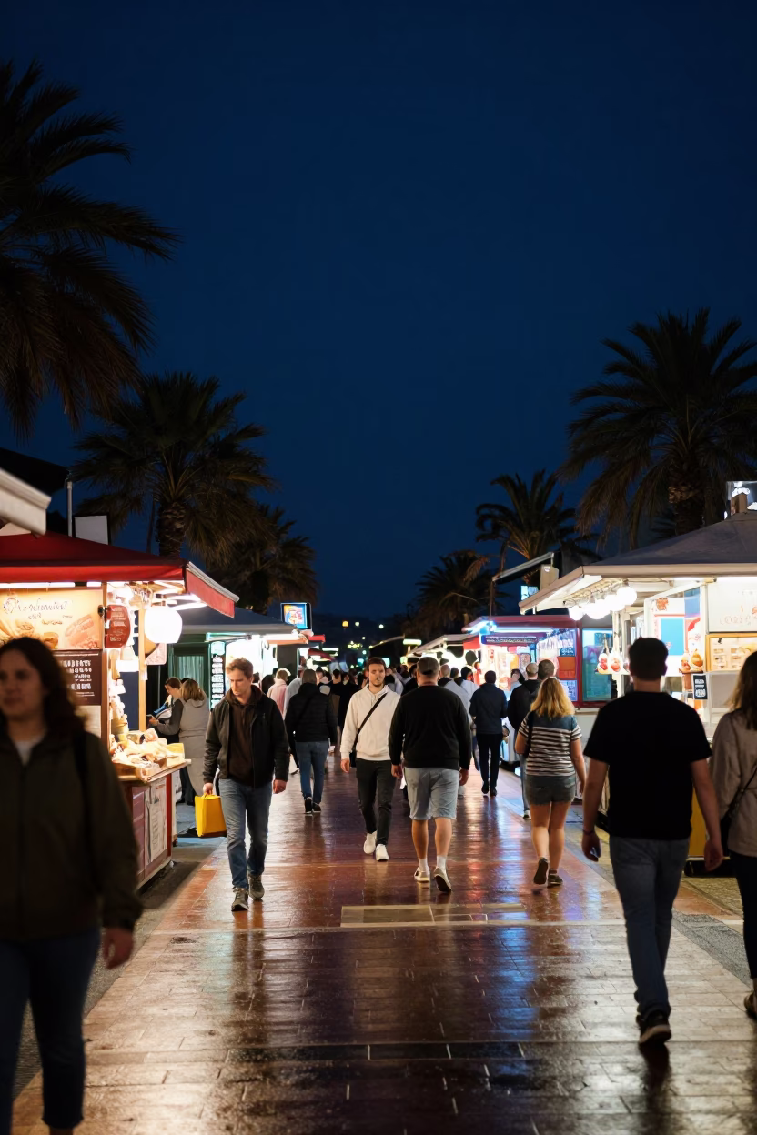 Nice Market Scene at The Deepest Night Sky Light in in Nice, France