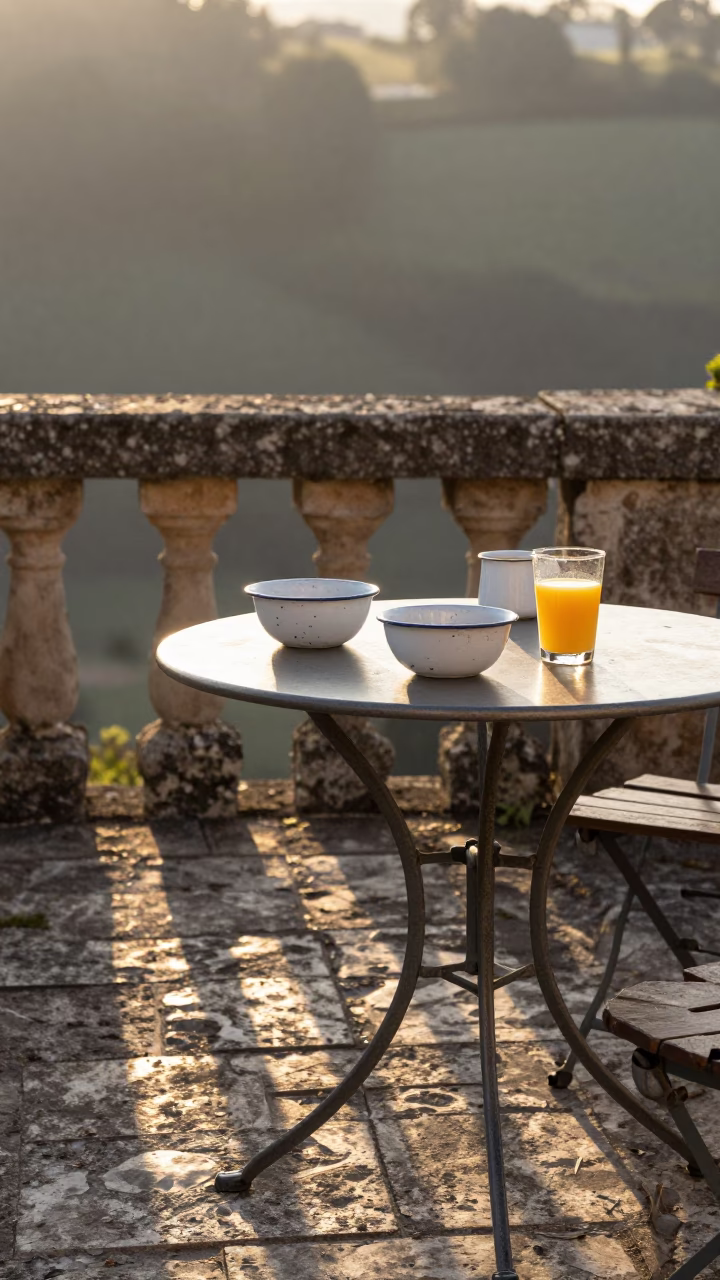 Nice Morning Coffee at As First Light Reaches The Scene in in Nice, France