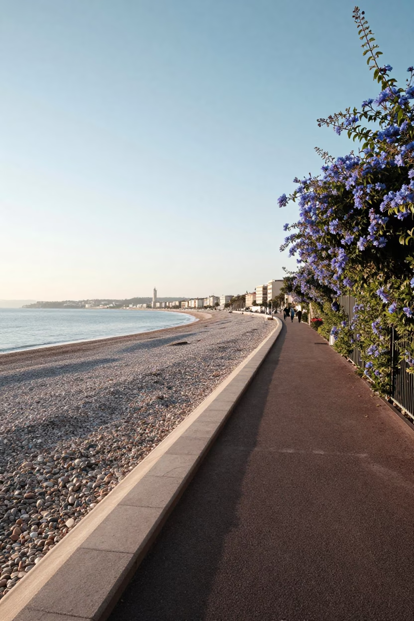 Nice Morning Light at As First Light Reaches The Scene in in Nice, France