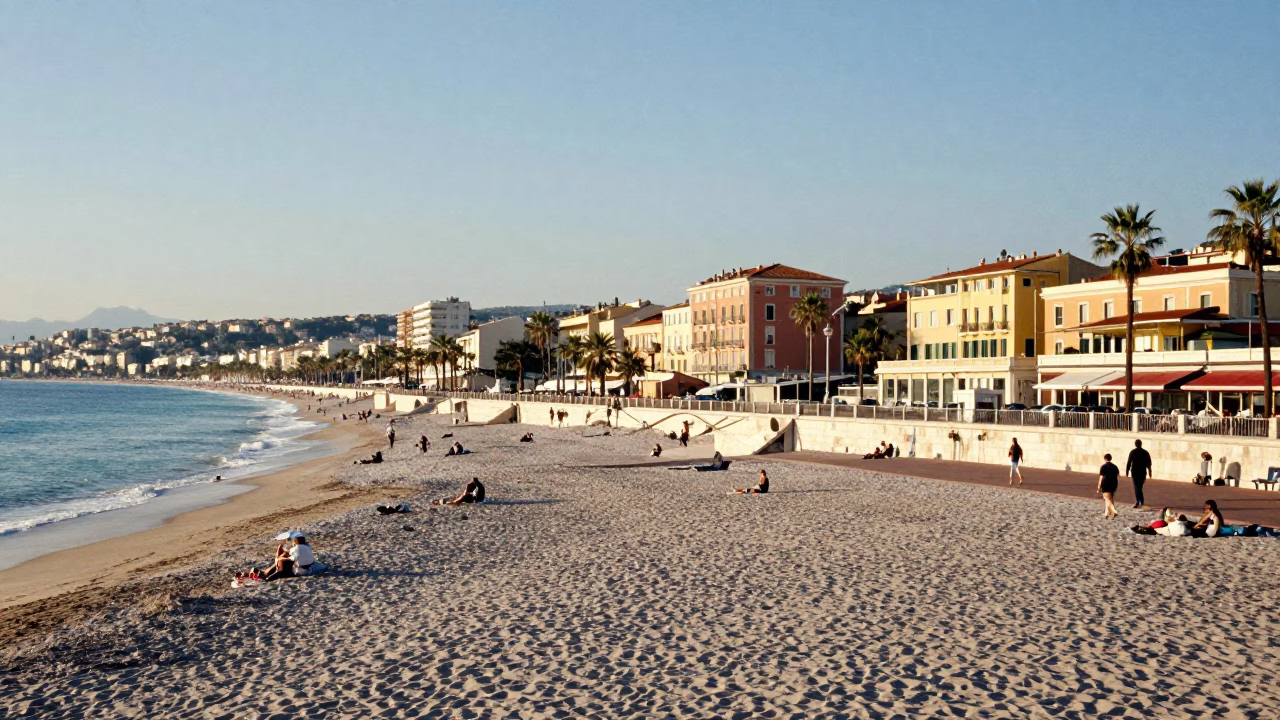 Nice Morning Sunlight at The Late Morning Light in in Nice, France