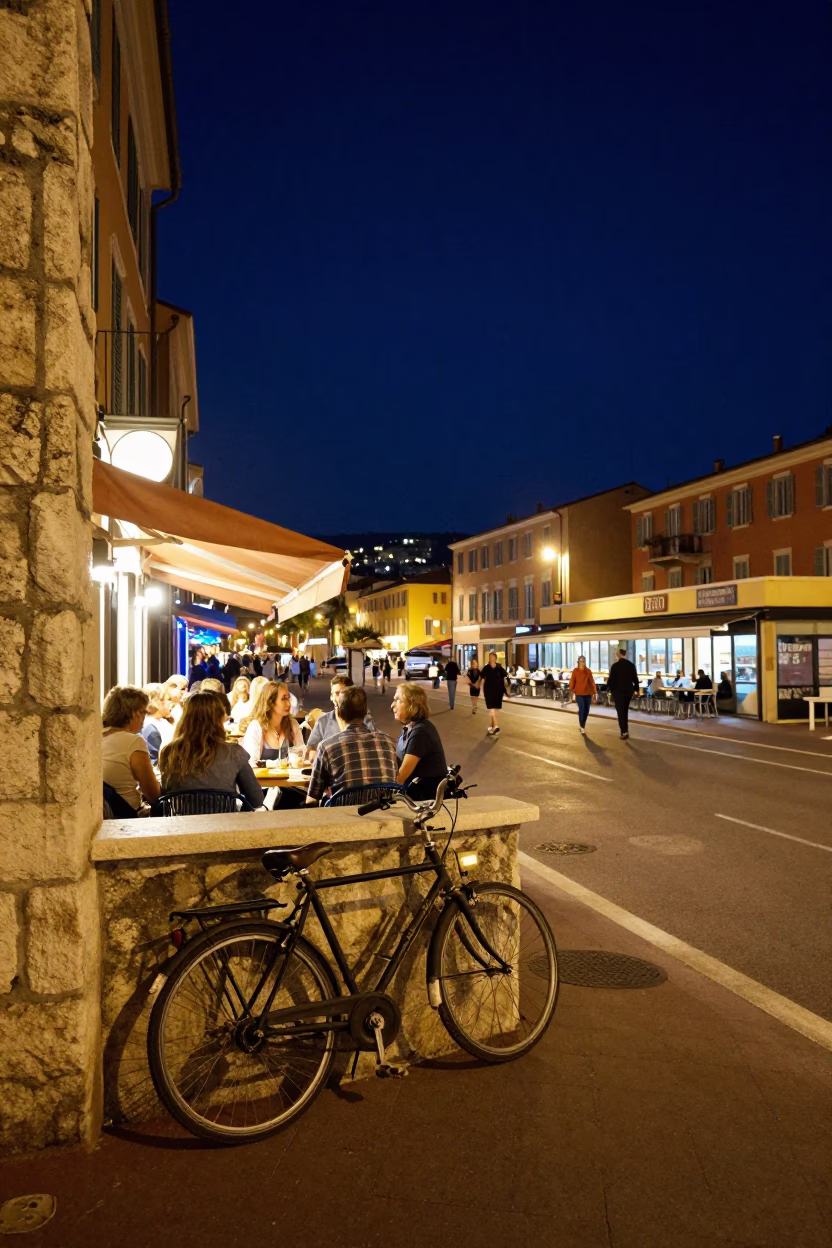 Nice Nightlife Scene at The Deepest Night Sky Light in in Nice, France