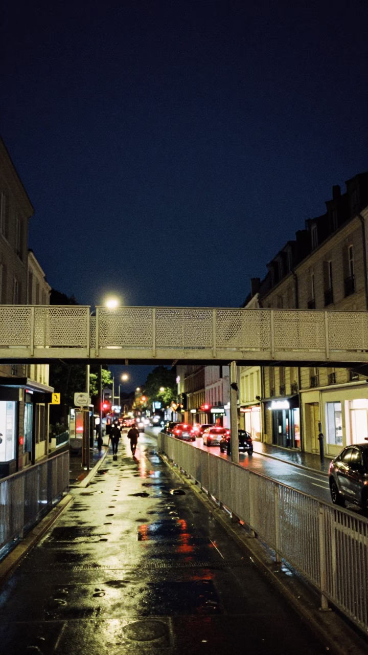 Nice Street Life at The Deepest Night Sky Light in in Nice, France