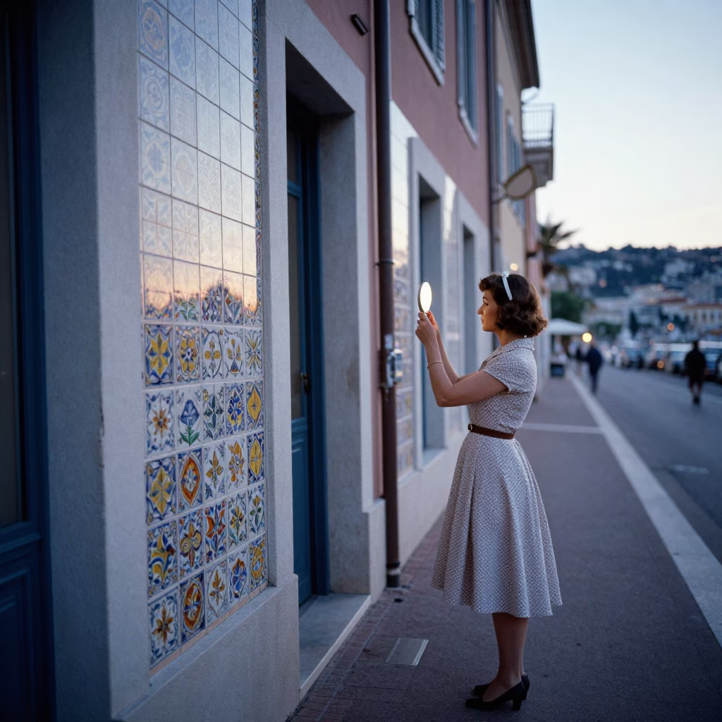 Nice Street Scene at Nautical Dawn Light in in Nice, France