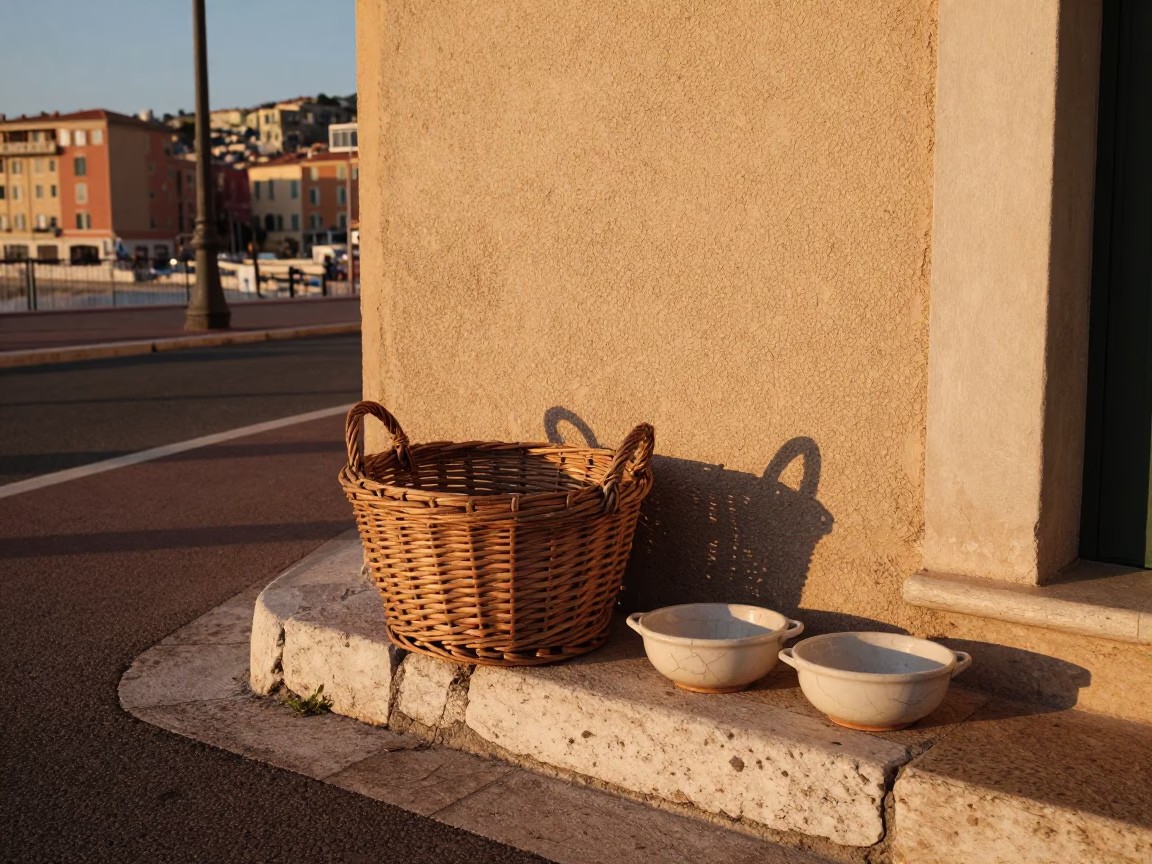 Nice Street Scene at Sunset Light in in Nice, France