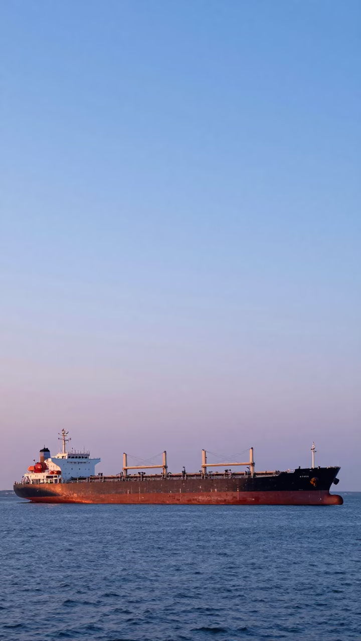 Nice Tanker Ship at Nautical Dawn Light in in Nice, France