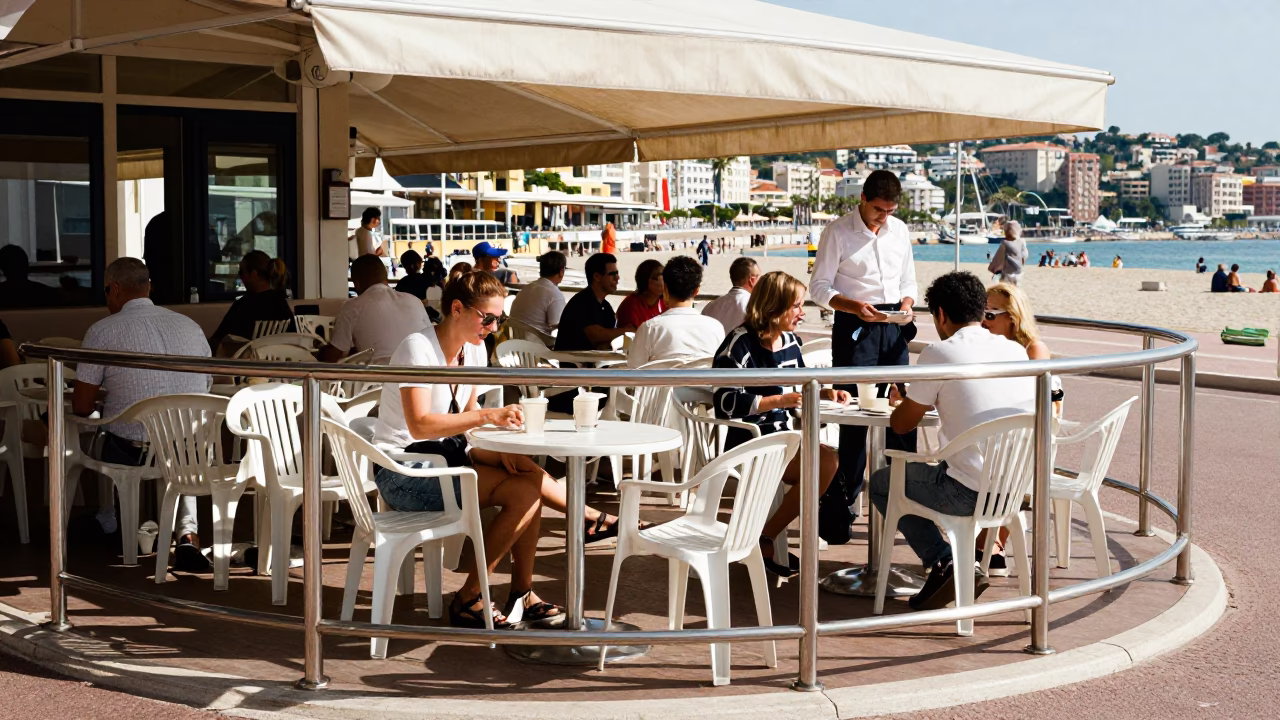 Nice Waiter at Late Morning Light in in Nice, France