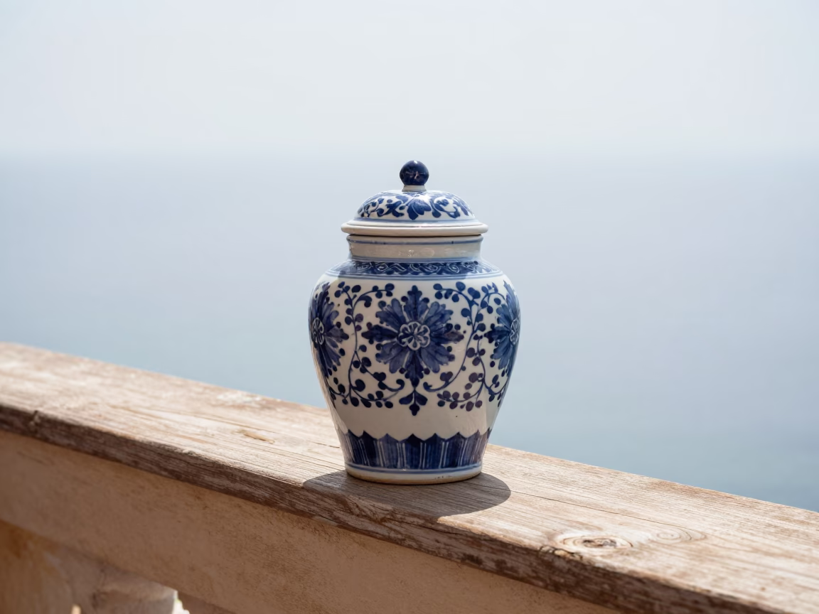 Nice White Porcelain Jar in in Nice, France