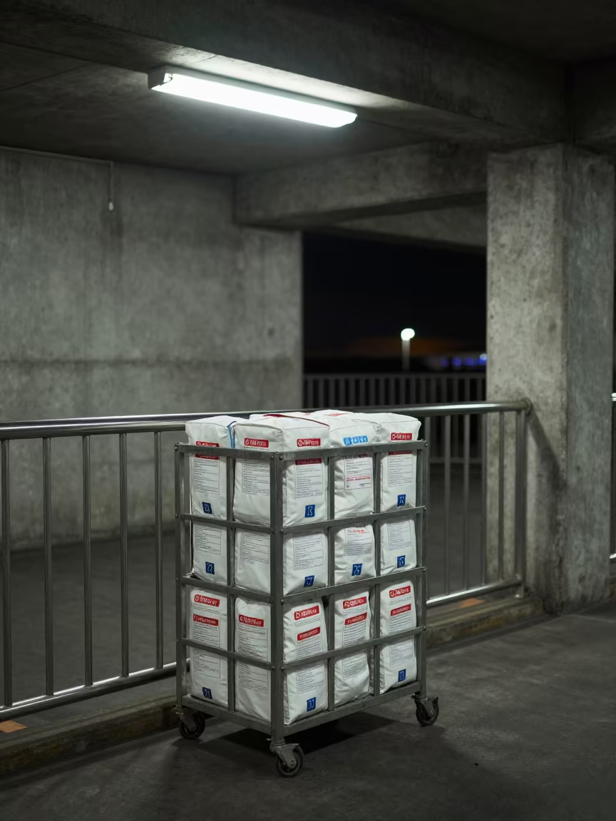 Night Air Waybill Rack on Shenzhen Pier in on a pier railing in Shenzhen