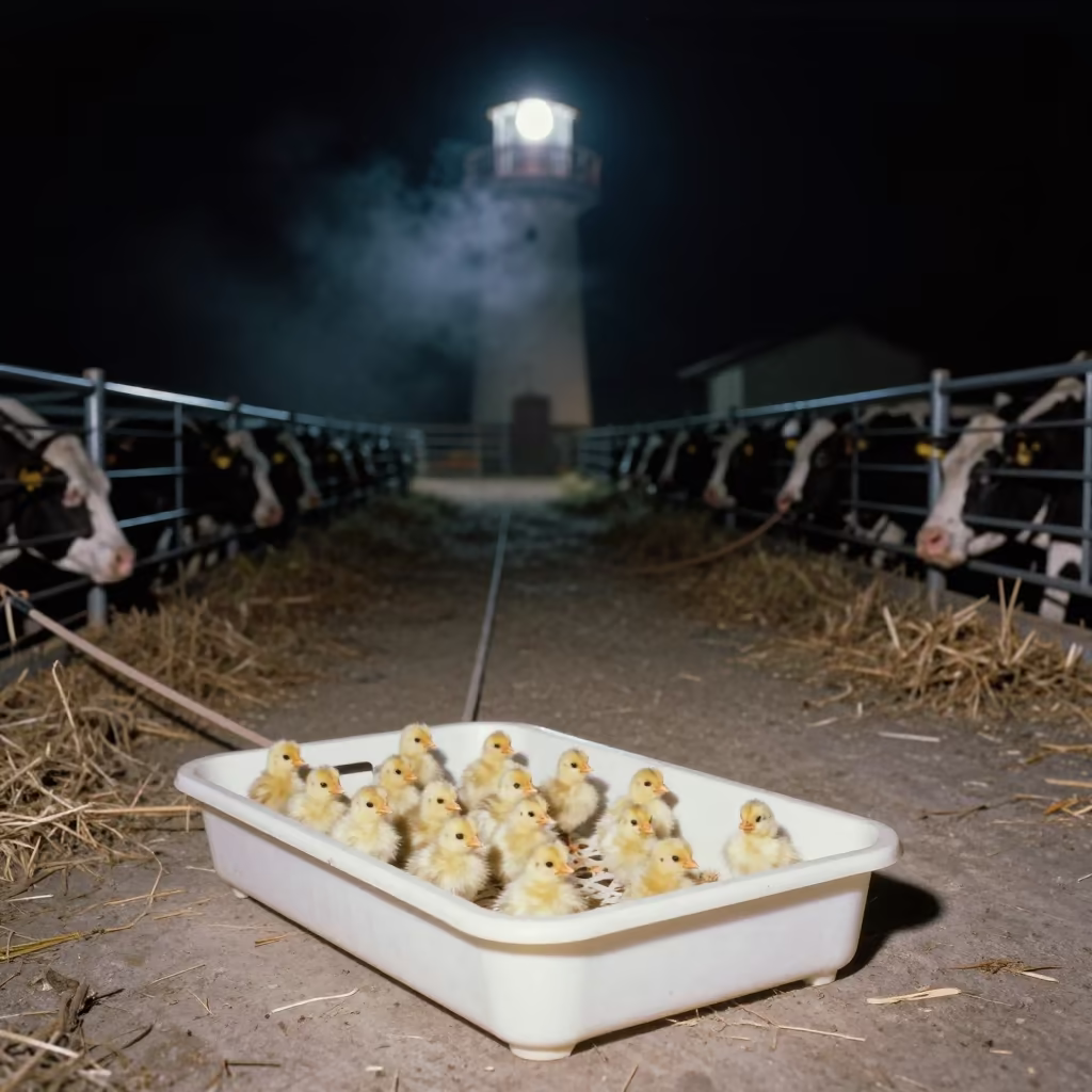 Night Chick Count Clicker Tray in Hungarian Corral in inside a ranch corral in Hungary