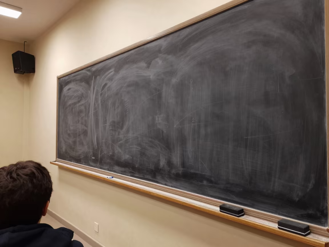 Night Classroom Blackboard with Chalk Dust in in a lecture hall before the crowd arrives in Bingöl