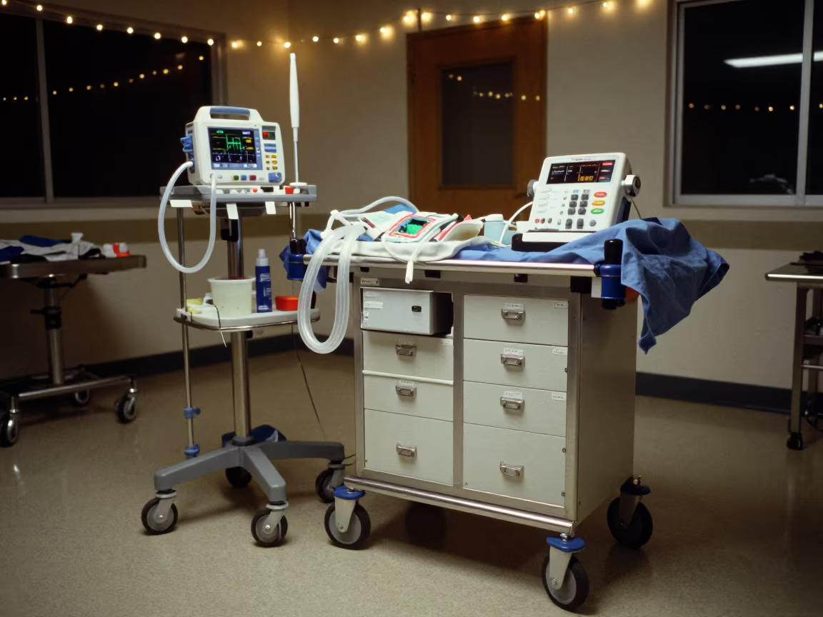 Night Crash Cart Emergency Room San Francisco in in a surgical prep area in San Francisco de Macorís