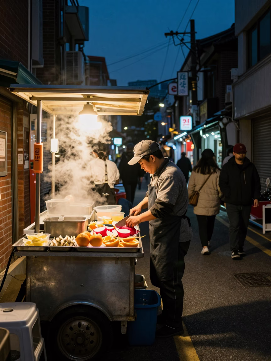 Night Customers in Seoul at Midnight Light in in Seoul, South Korea