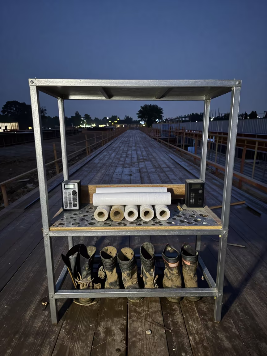 Night Desk on Kanpur Construction Deck in on an active construction deck in Kanpur