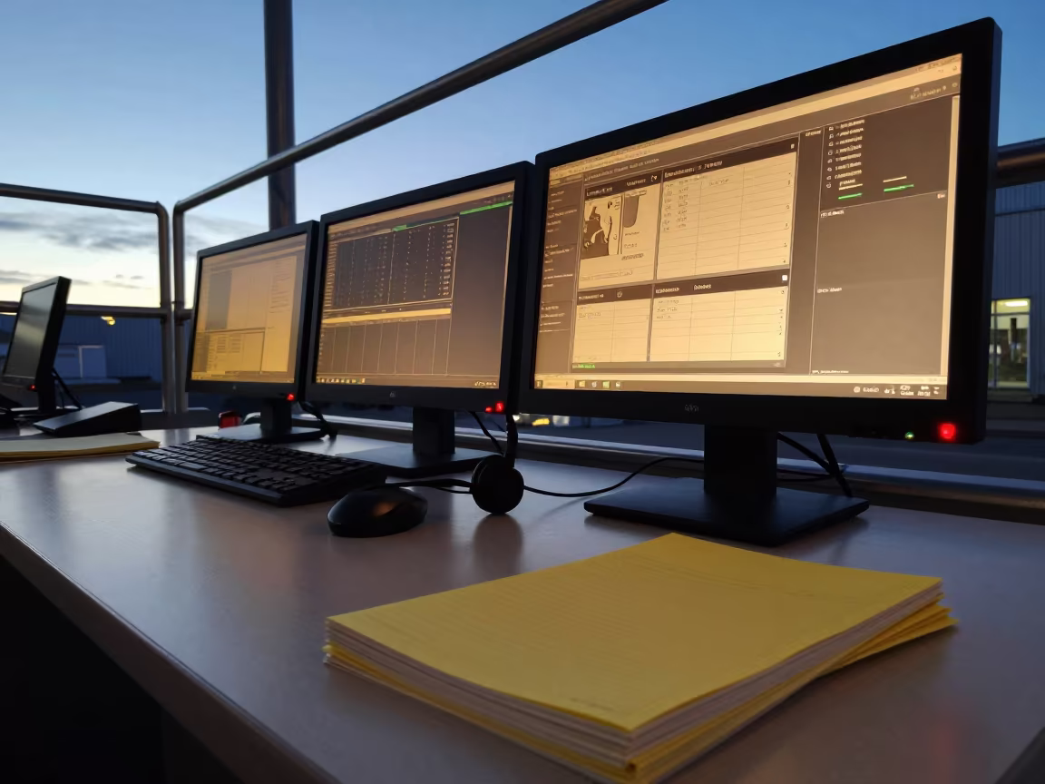 Night Dispatch Desk in Reykjavik Sorting Facility in at a parcel sorting belt in Reykjavik
