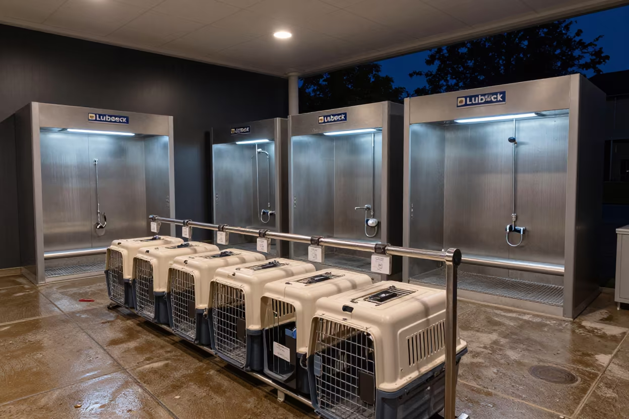 Night Dog Wash Rail Lubeck in at a self-serve dog wash station near Lubeck