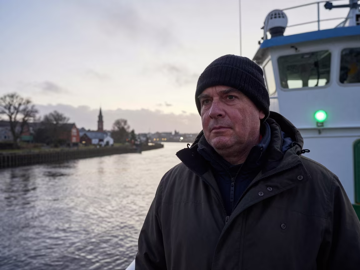Night Ferry Pilot Portrait by Cardiff Canal in beside a canal in Cardiff
