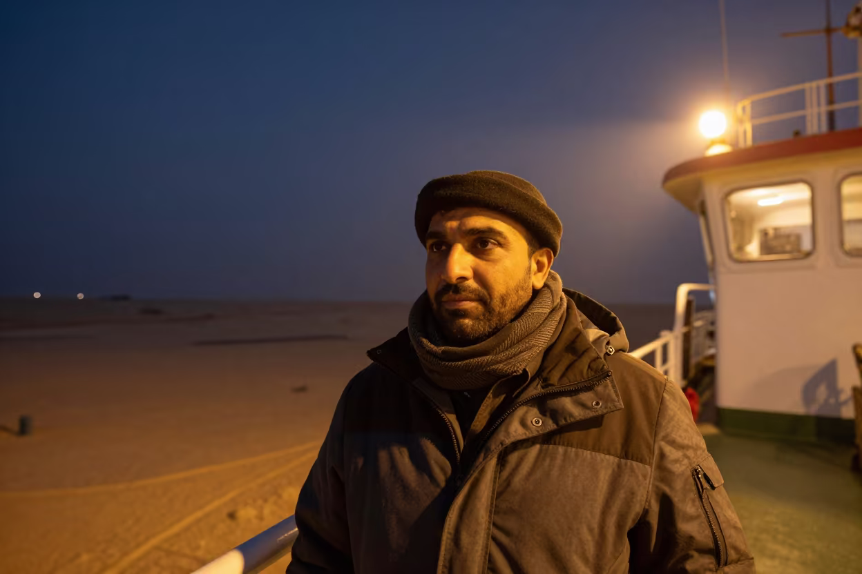 Night Ferry Pilot Portrait Evening Light in near Riyadh