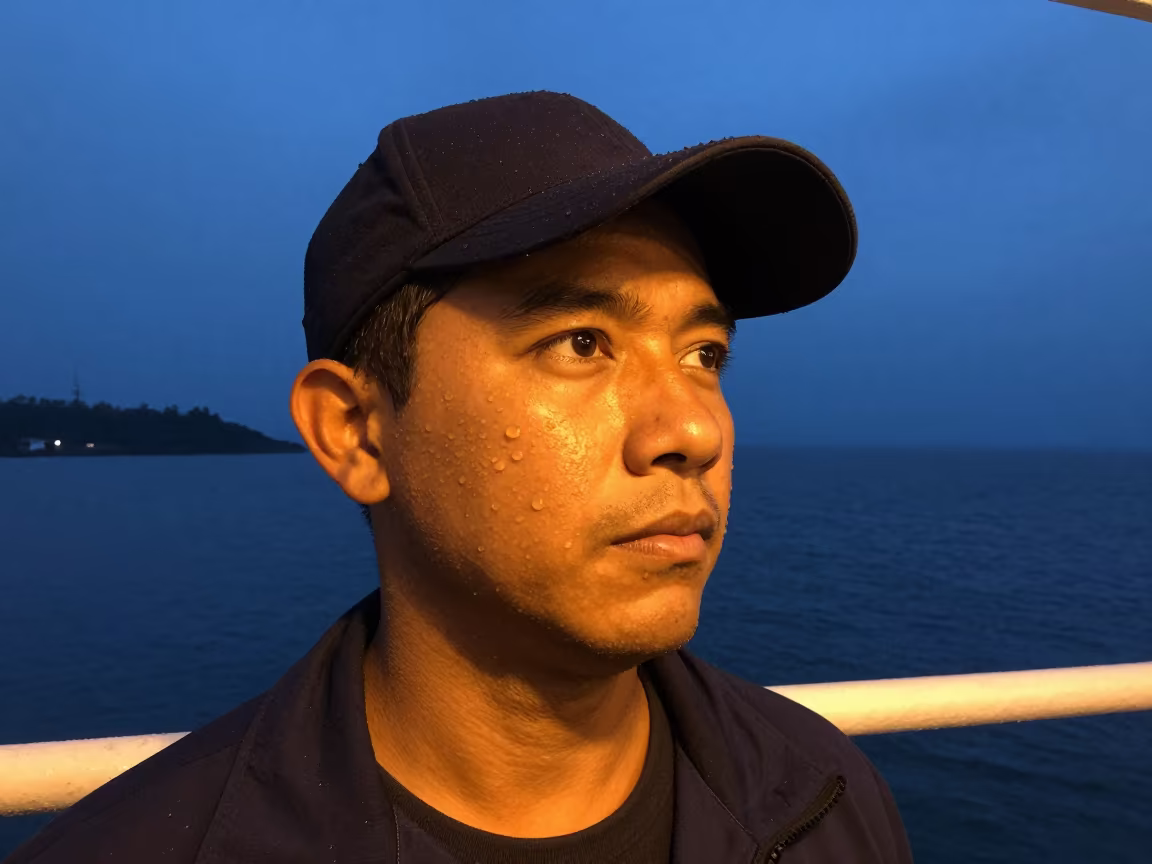 Night Ferry Pilot in Sodium Dusk Glow in near Villa Nueva