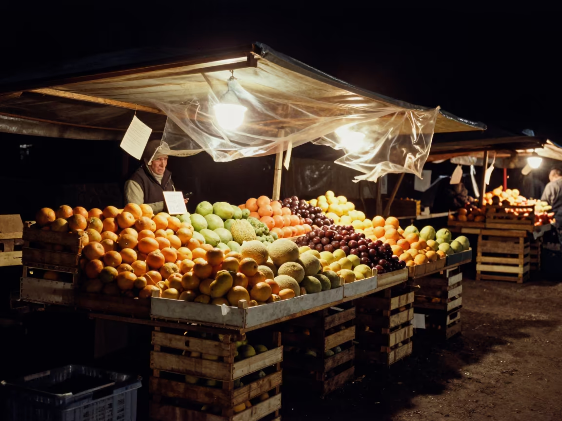 Night Fruit Market Odessa Firelight Wind in in Odessa