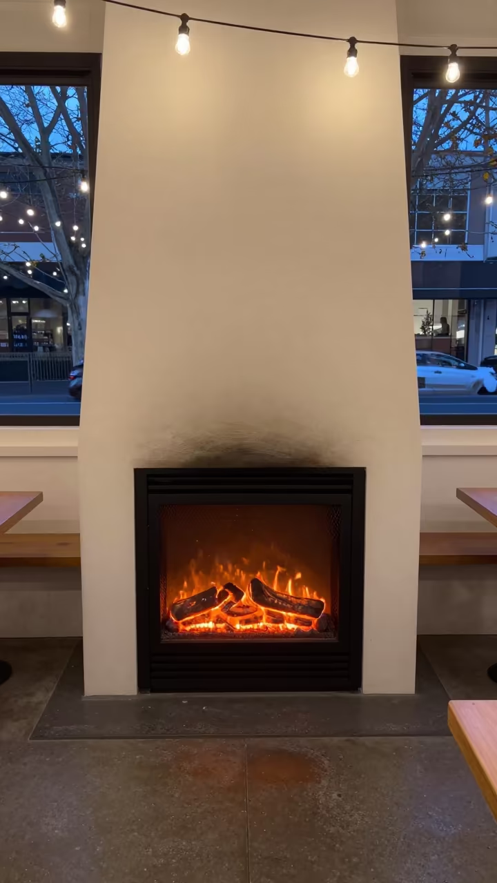 Night Glow Fireplace in South Melbourne Breakfast Nook in in a breakfast nook in South Melbourne Market, Melbourne