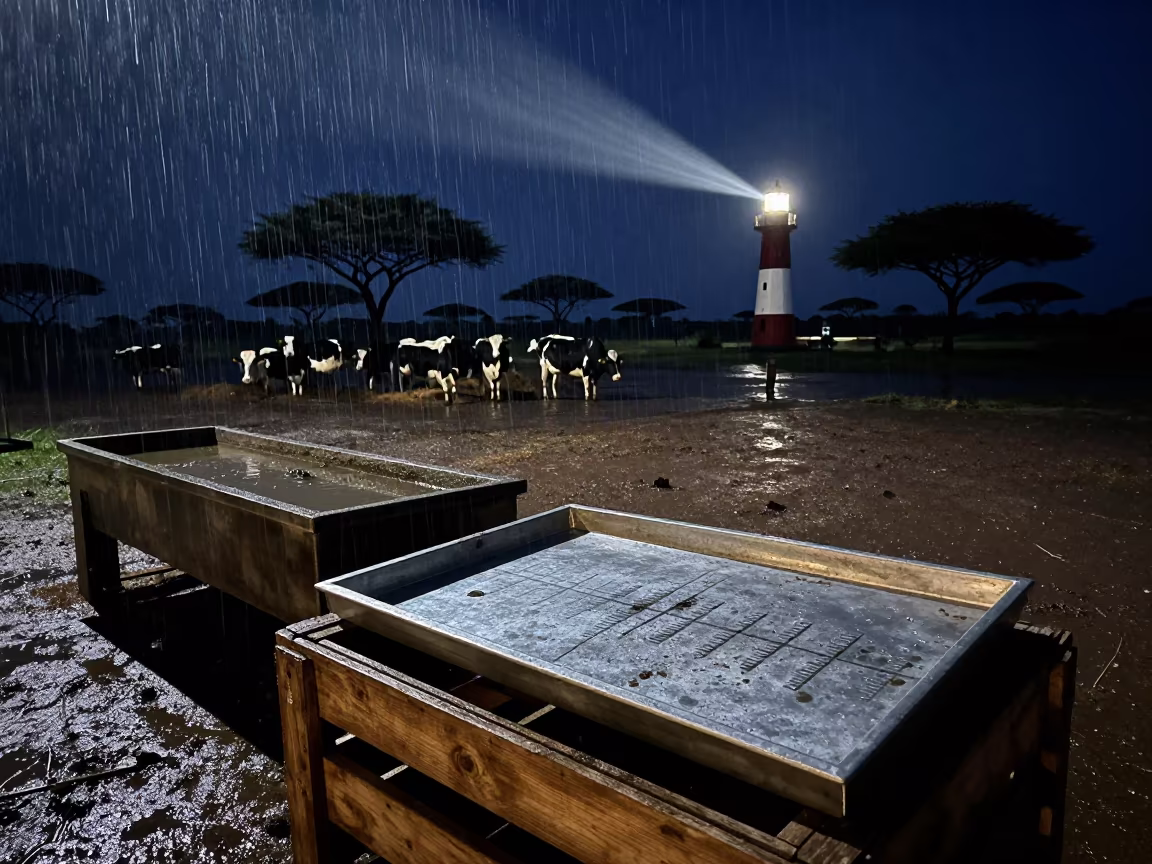 Night Hatchery Clicker Tray Serengeti Rain in near a windbreak and water trough in the Serengeti
