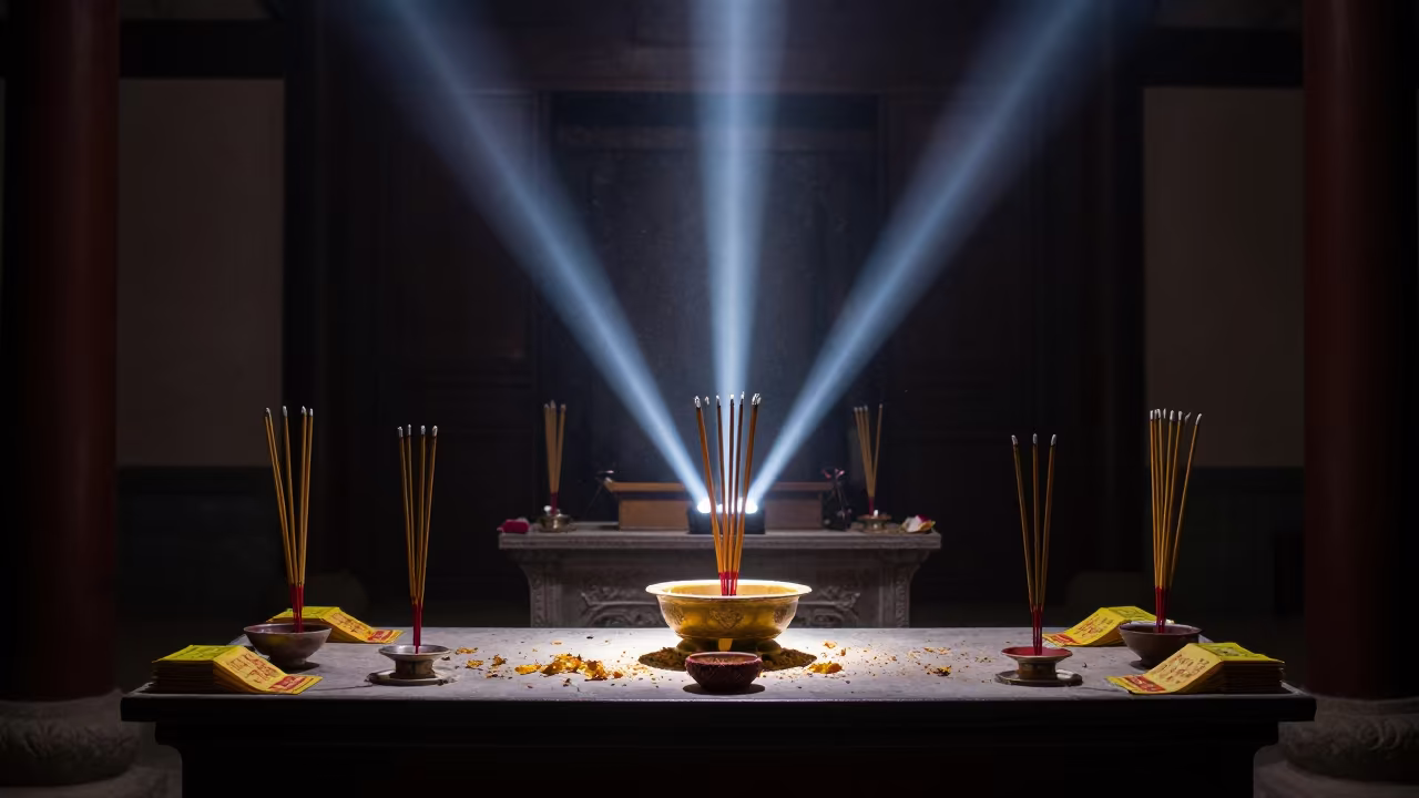 Night Incense Offerings at San Lorenzo Temple Fair in in a ceremonial hall near San Lorenzo