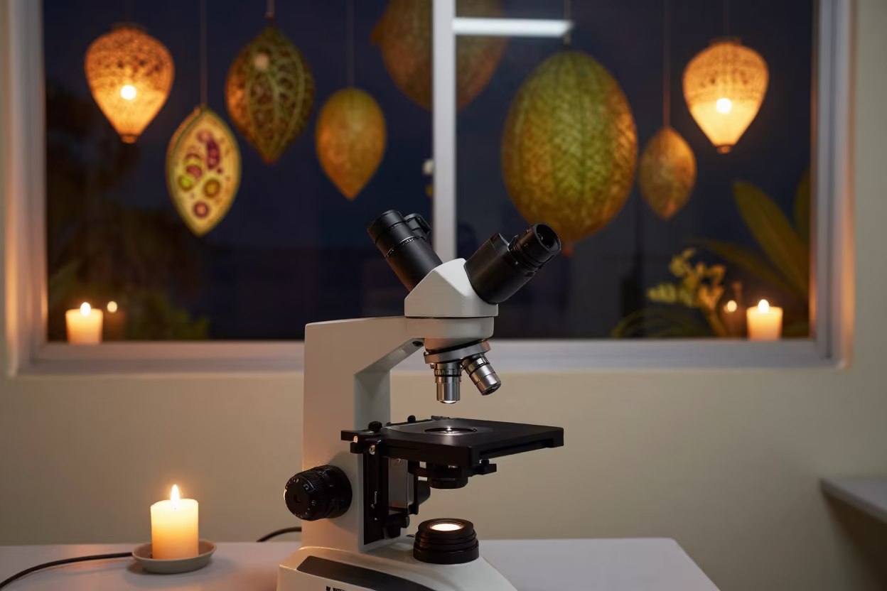 Night Lab Microscope Leaf Cross Section in inside a clean room in Koh Samui